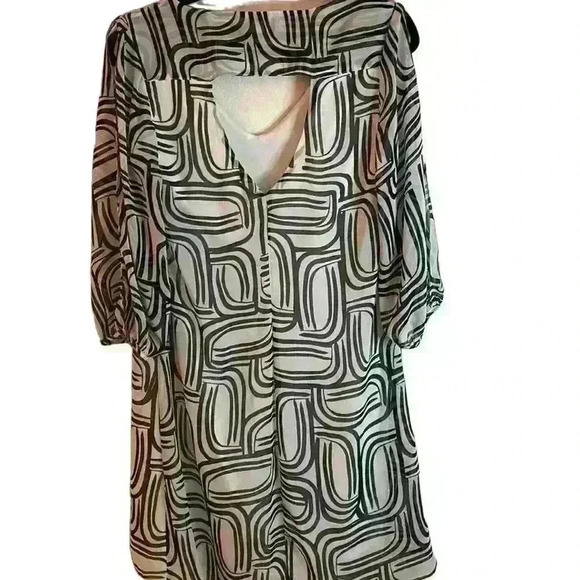 Bisou Bisou Black & White Geo Pattern Dress Size 4 - Picture 2 of 5